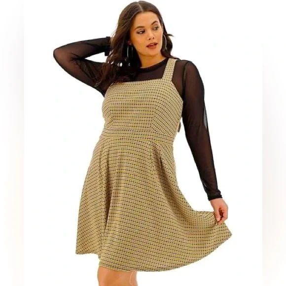 Simply Be Women's Yellow Check Button Pinafore Dress | eBay Simply Be Women's Yellow Check Button Pinafore Dress | eBay